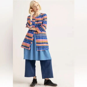 Gudrun Sjoden Dessau True Smock Blouse Pink/ Blue Pattern Top Size XXL